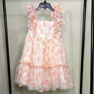 Rachel Zoe White and Pink Floral Tiered Dress